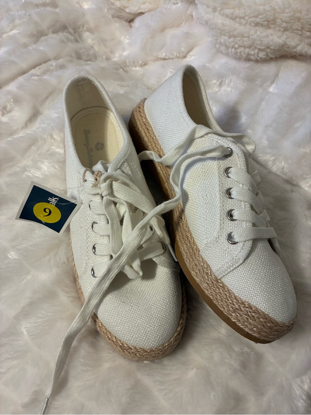 Tommy Bahama White Canvas Platform Espadrille Sneakers